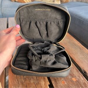 Lauren Ralph Lauren Black Leather Travel Jewelry Case